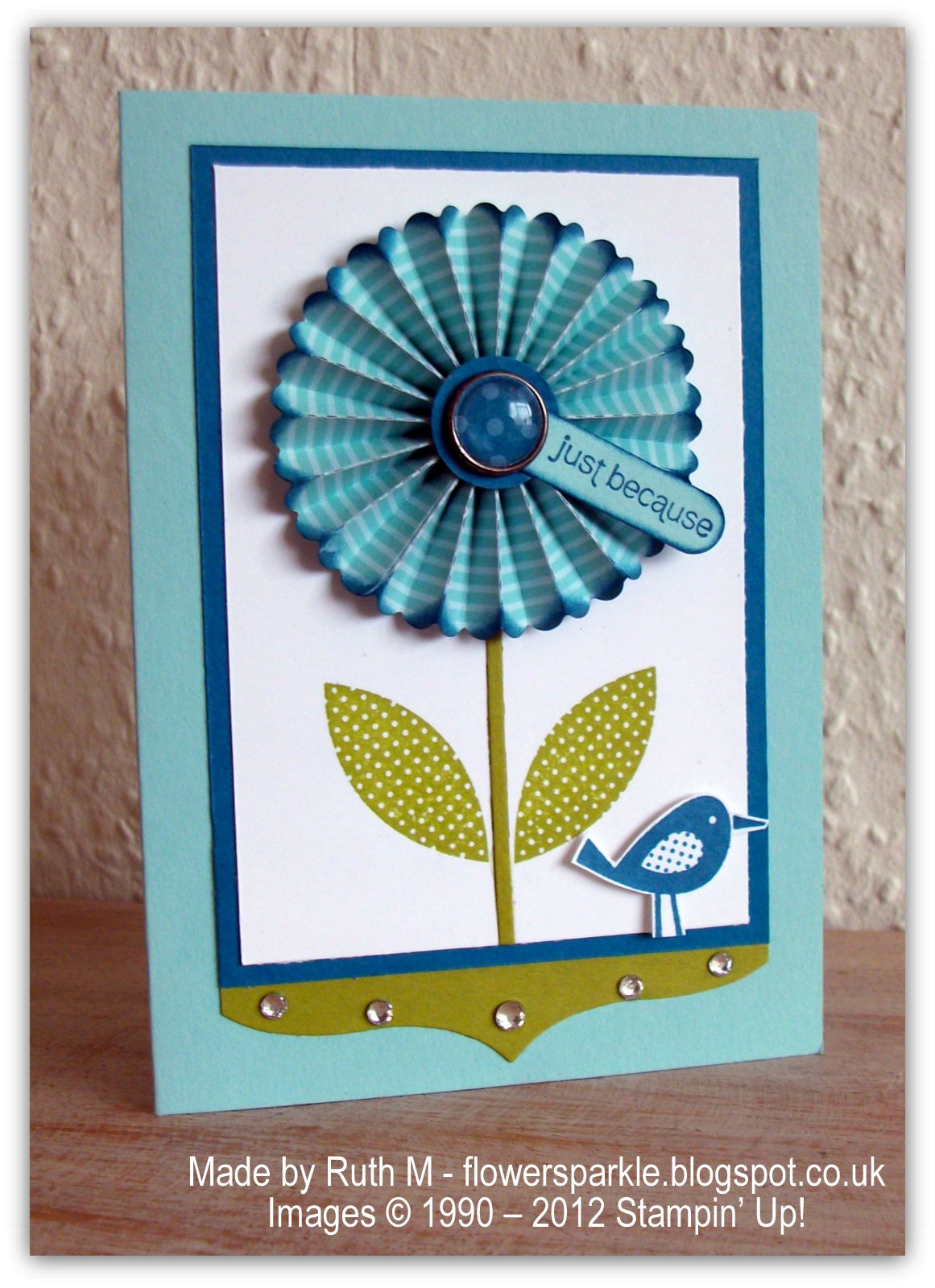 Flower Sparkle Rosette Flower Just Because Card