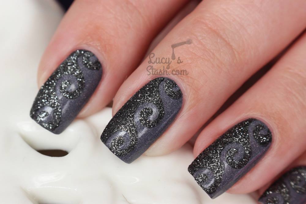 Nail Polish Society Waves of Black Sand Nail Art by Lucy’s Stash