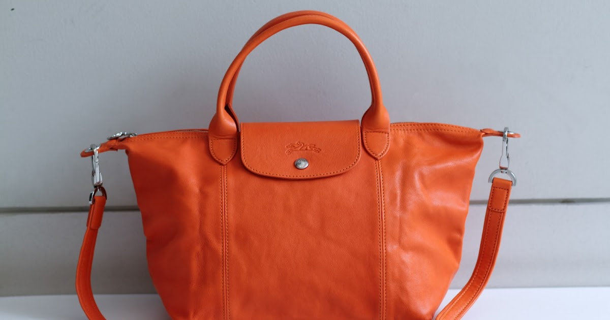 bagfetishperson: Longchamp Le Pliage Cuir Orange