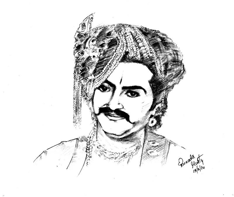 TELUGU WEB WORLD DR NTR AS SRI KRISHNA DEVARAYA PENCIL SKETCH BY SRI