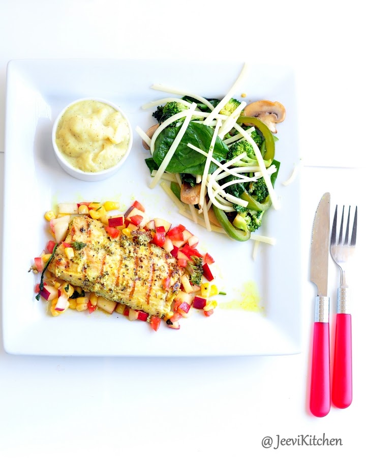 Jeevi Kitchen: Grilled Mahi-Mahi fillets with Apple salsa and Mashed
