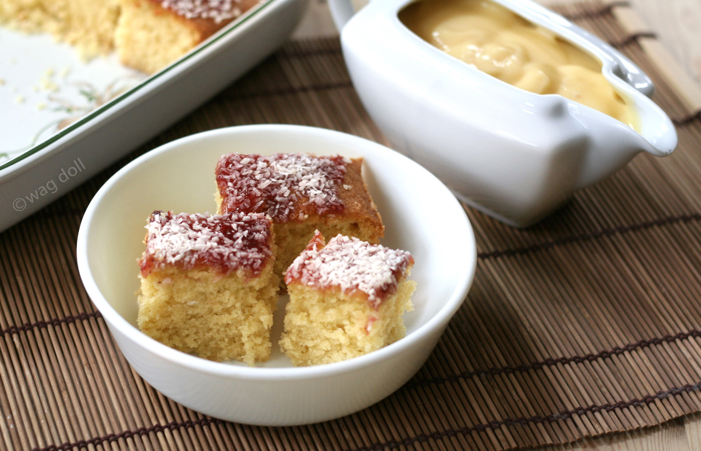 School Dinner Jam and Coconut Cake