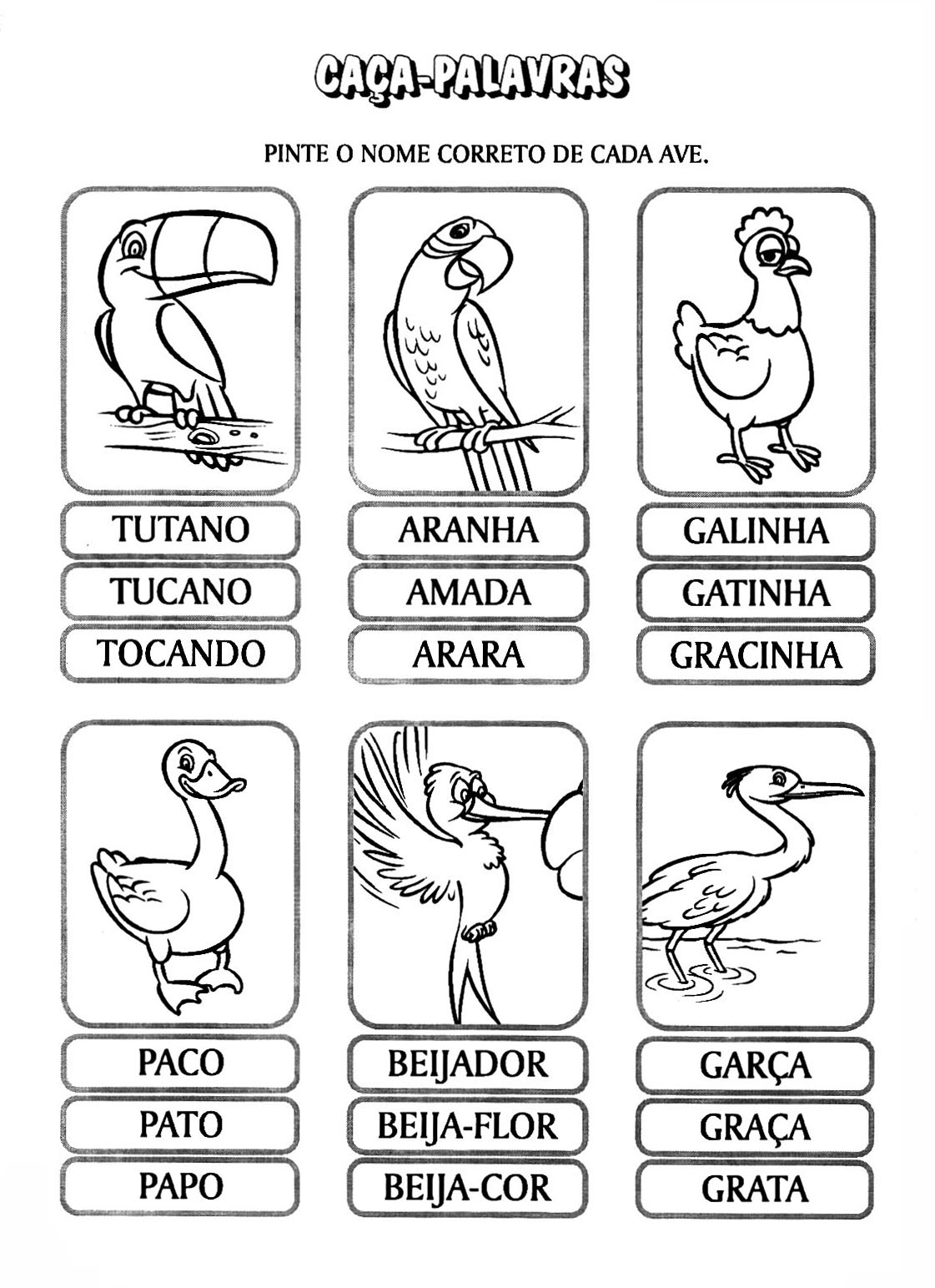 imagens Caça palavras animais pintar Desenhos Para Colori Caça palavras animais desenhar