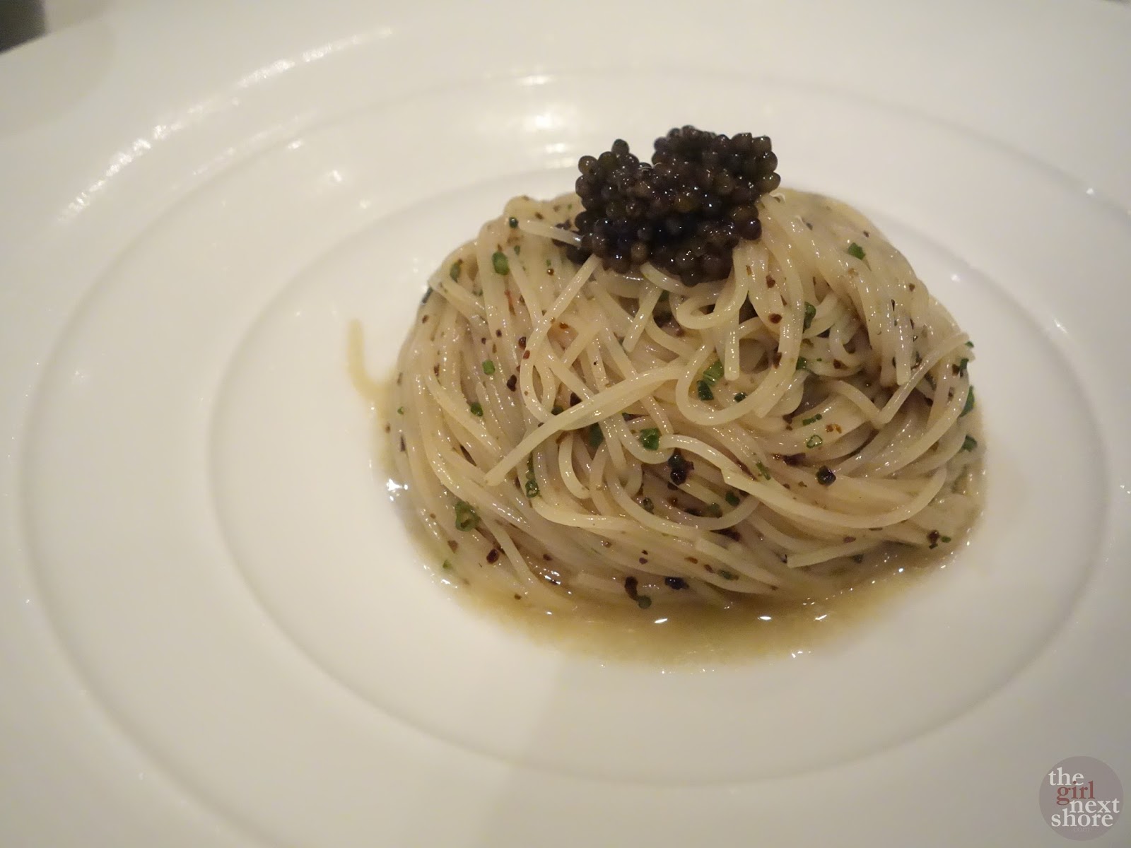 Cold Angel Hair Pasta with Caviar at Gunther's Modern French Cuisine Singapore