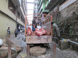 Cattle carcasses at "Lalmarket" in Gangtok.