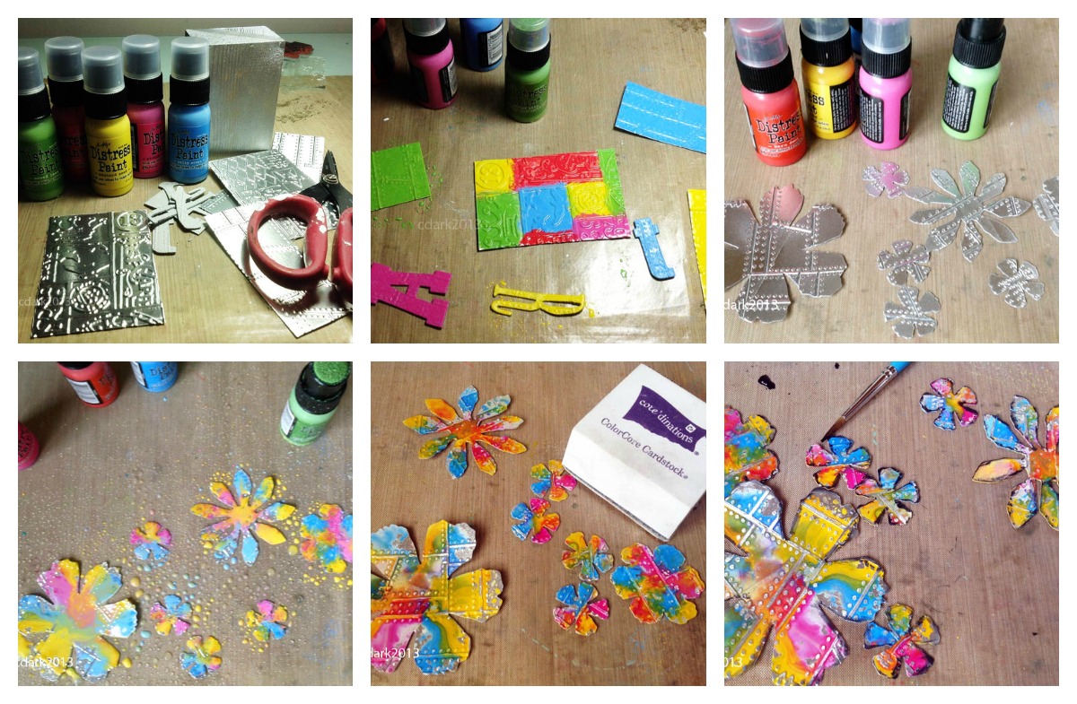 Sketching Stamper Distress paint and metal