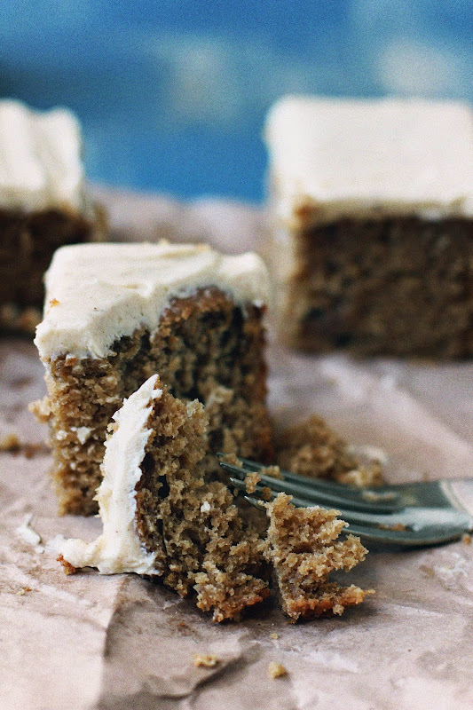 Milk and Honey Spiced Applesauce Cake with Cinnamon Cream Cheese Frosting