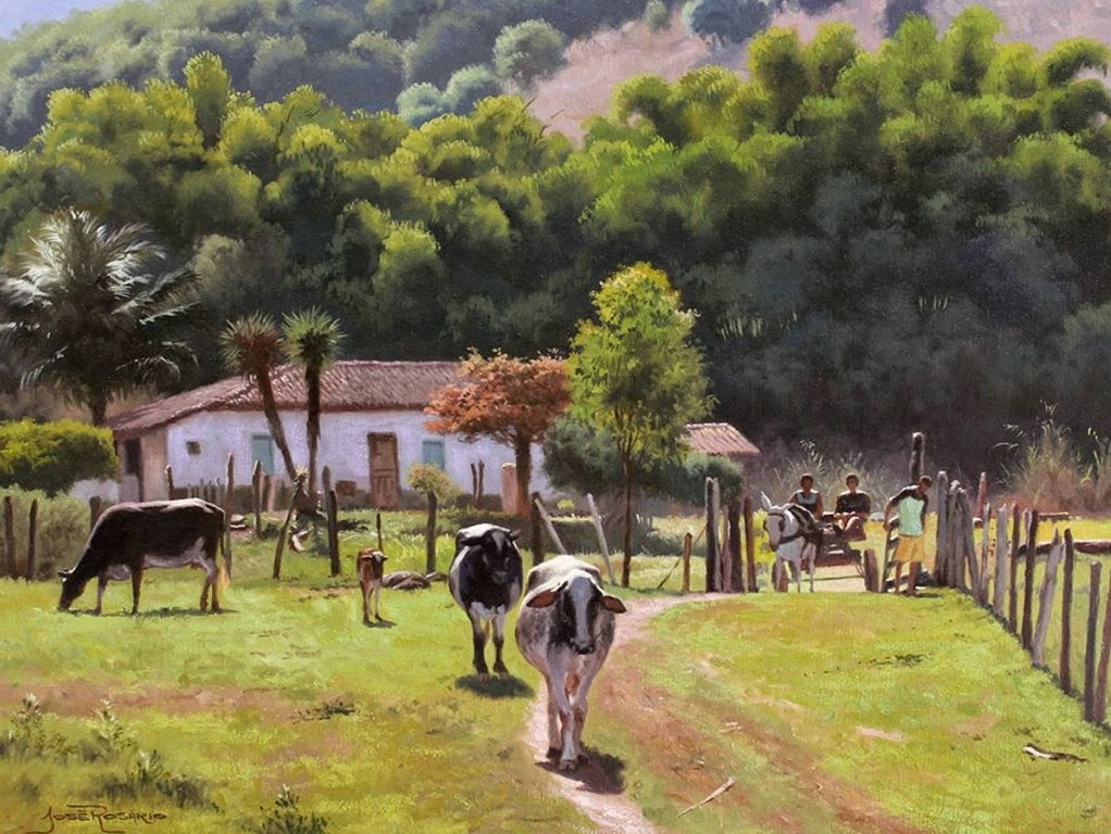 oleos-casas-de-pueblos paisajes-campesinos-pintados