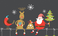 Personajes animados navideños en una bonita postal con mensaje de