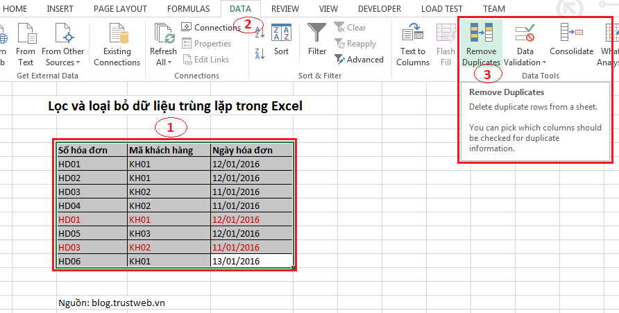 Lọc và loại bỏ dữ liệu trùng lặp trong Excel (2) Lọc và loại bỏ dữ liệu trùng lặp trong Excel (2)