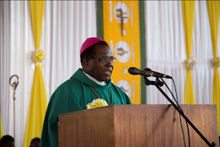 Arch Bishop Tarcisius Ziyaye speaking delivering homily