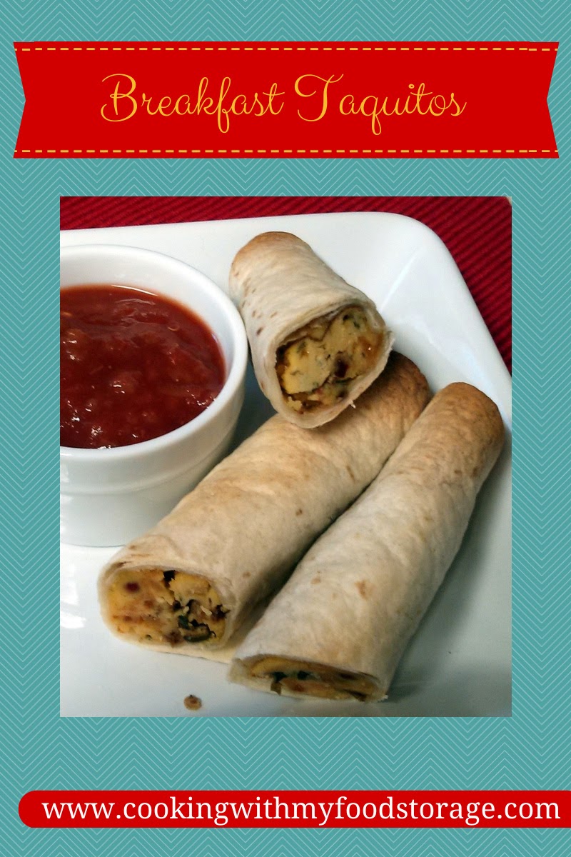 Cooking With My Food Storage Meals in a Jar Breakfast Taquitos