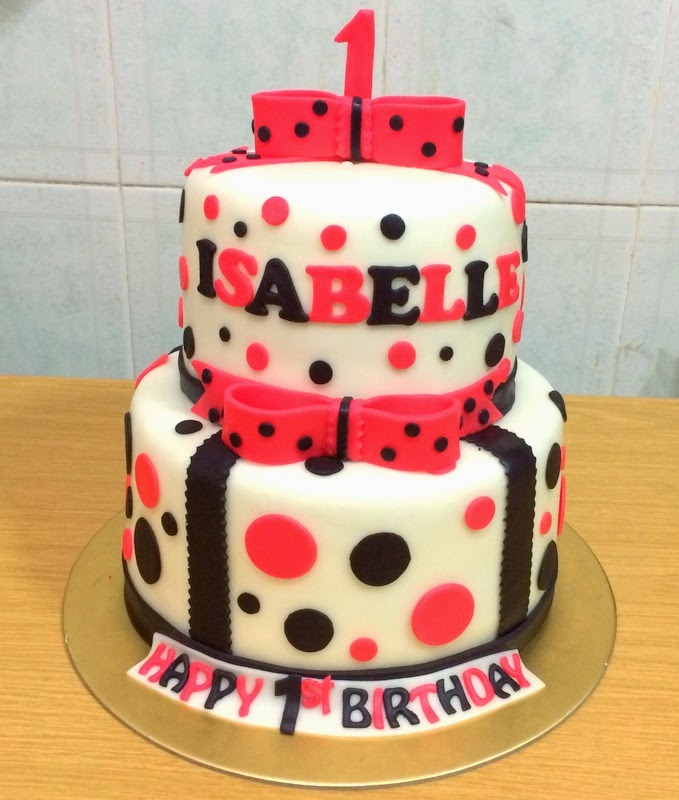 pink ribbon dot cake