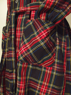 fwk by engineered garments classic shirt dress in black stewart tartan plaid