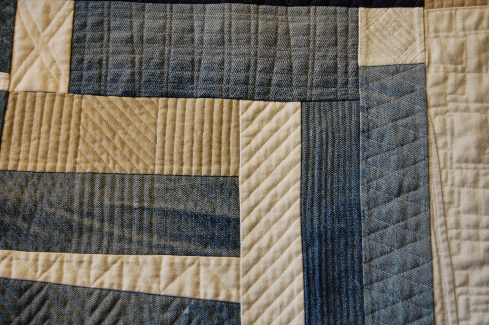 The Domestic Quilter Machine Quilting & Binding Modern Denim Quilt