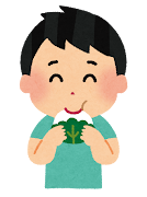 柏餅を食べる男の子のイラスト