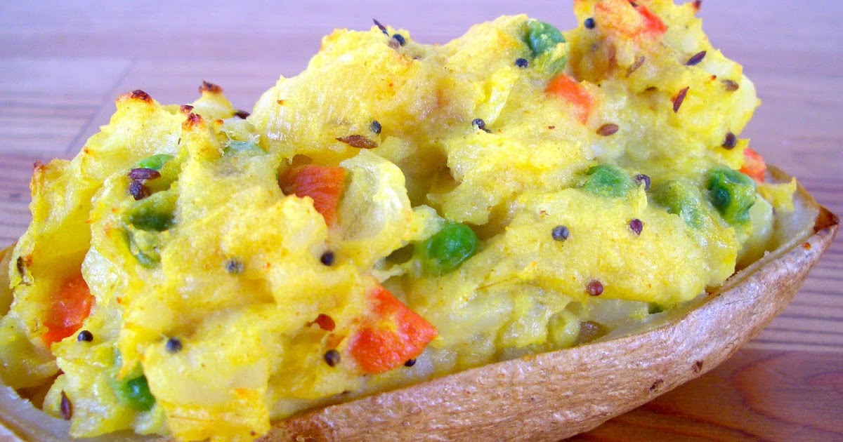 Invariably Vegan Samosa Stuffed Baked Potatoes