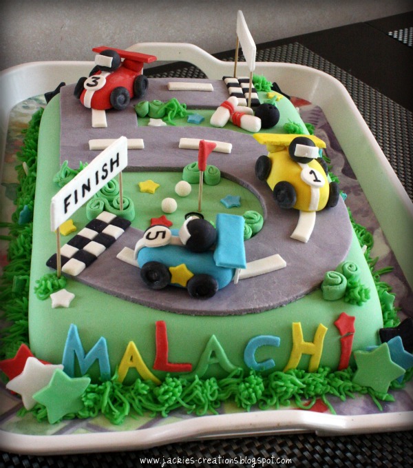 Jackie's Creations Race track birthday cake