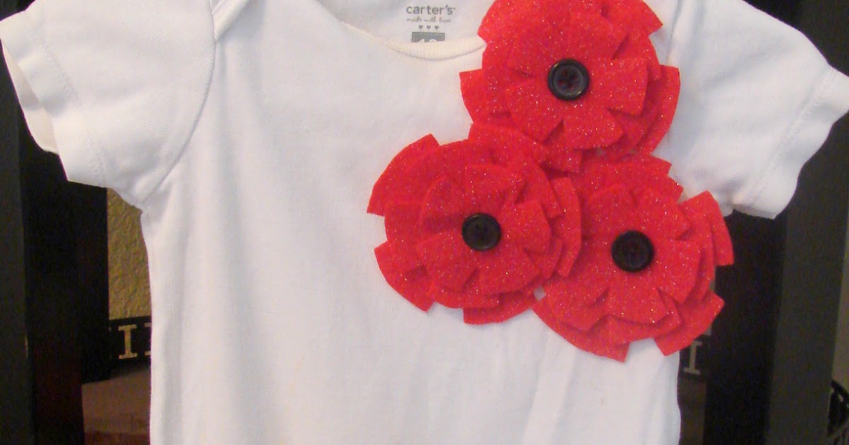 kadydid designs Refashioned Onesie Red Felt Flowers