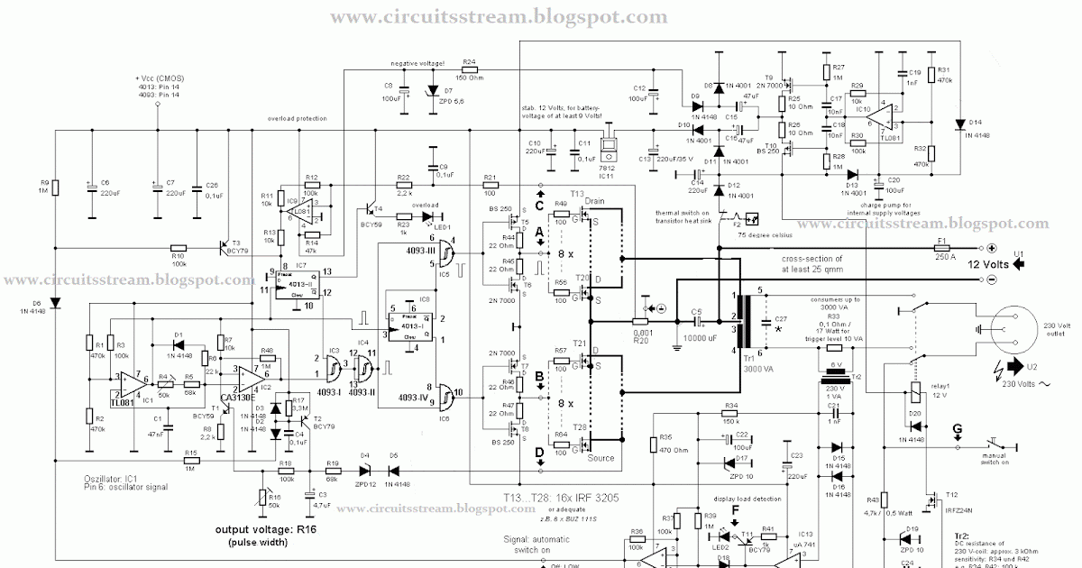 Simple 3000 Watts UPS Circuit Diagram | Circuits Diagram Lab