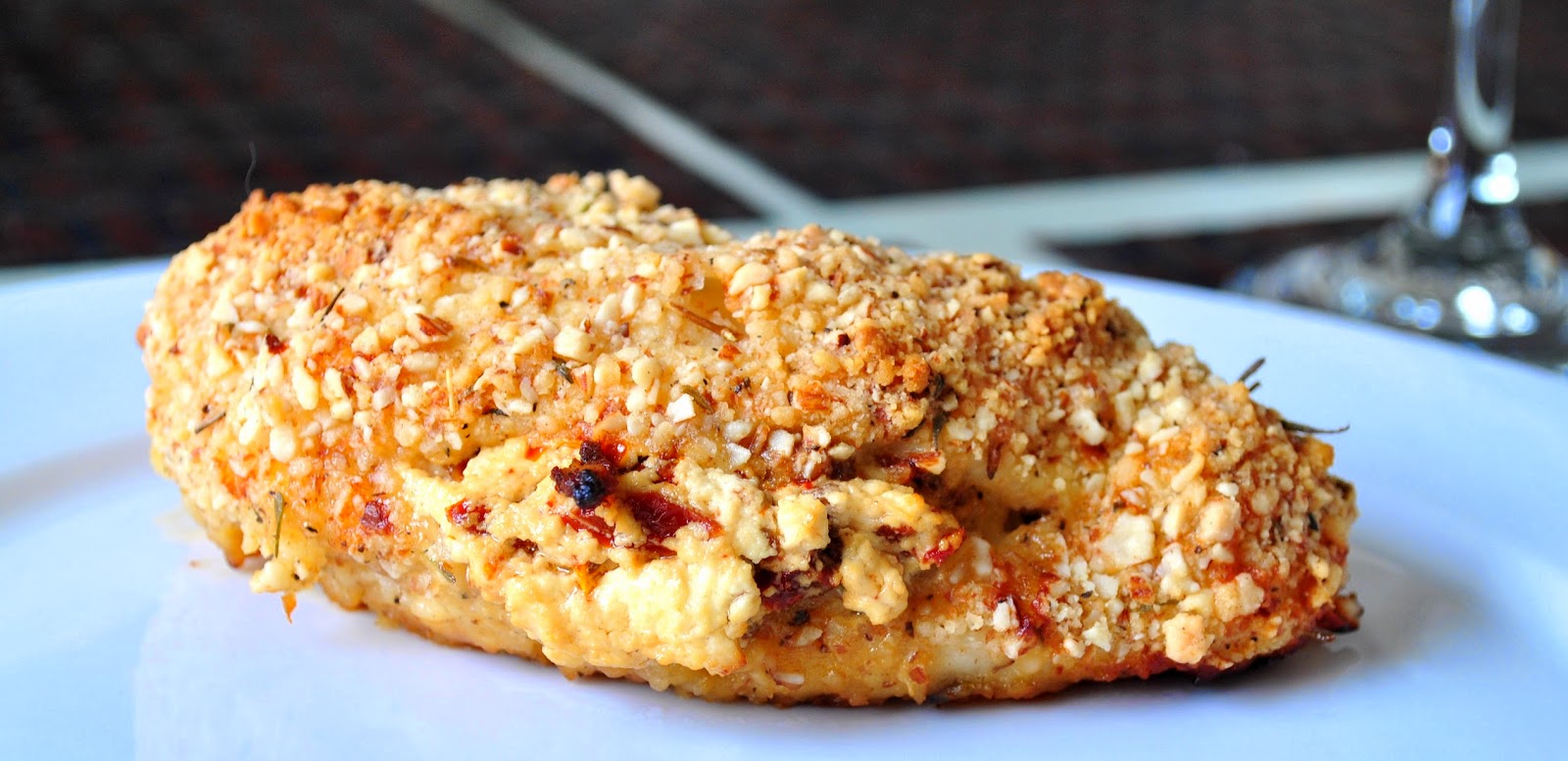 Almond Crusted Chicken with Blue Cheese, Bacon, Mushroom Stuffing