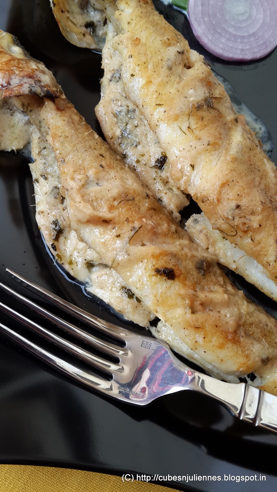 ORANGE JUICE MARINADE GRILLED FISH Cubes N Juliennes