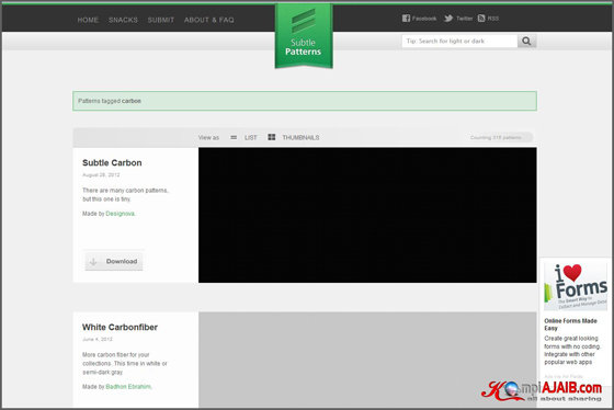 Screenshot Subtle Patterns Web Subtle Patterns