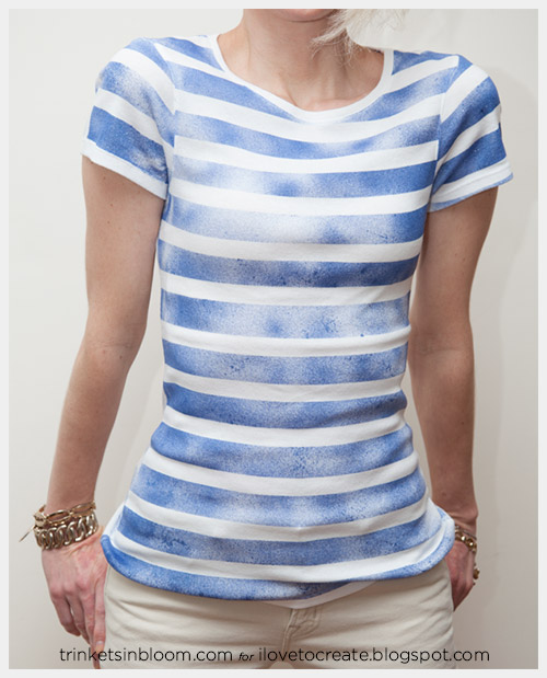 iLoveToCreate Blog DIY Striped TShirt with Spray Paint
