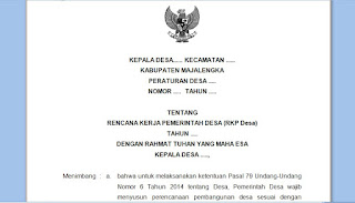 Download Contoh Rencana Kerja Pemerintah (RKP) Desa 2016 | Pemerintah