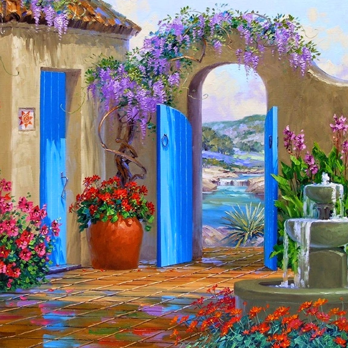 cuadros-de-paisajes-y-flores-con-espátula pinturas-de-paisajes-y-flores-con-espátula