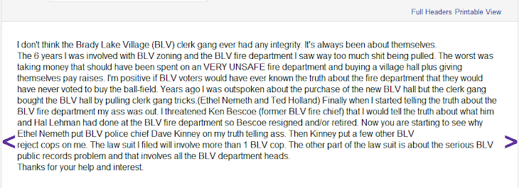 A concerned Brady Lake Village resident wanted to know about BLV's Integrity.