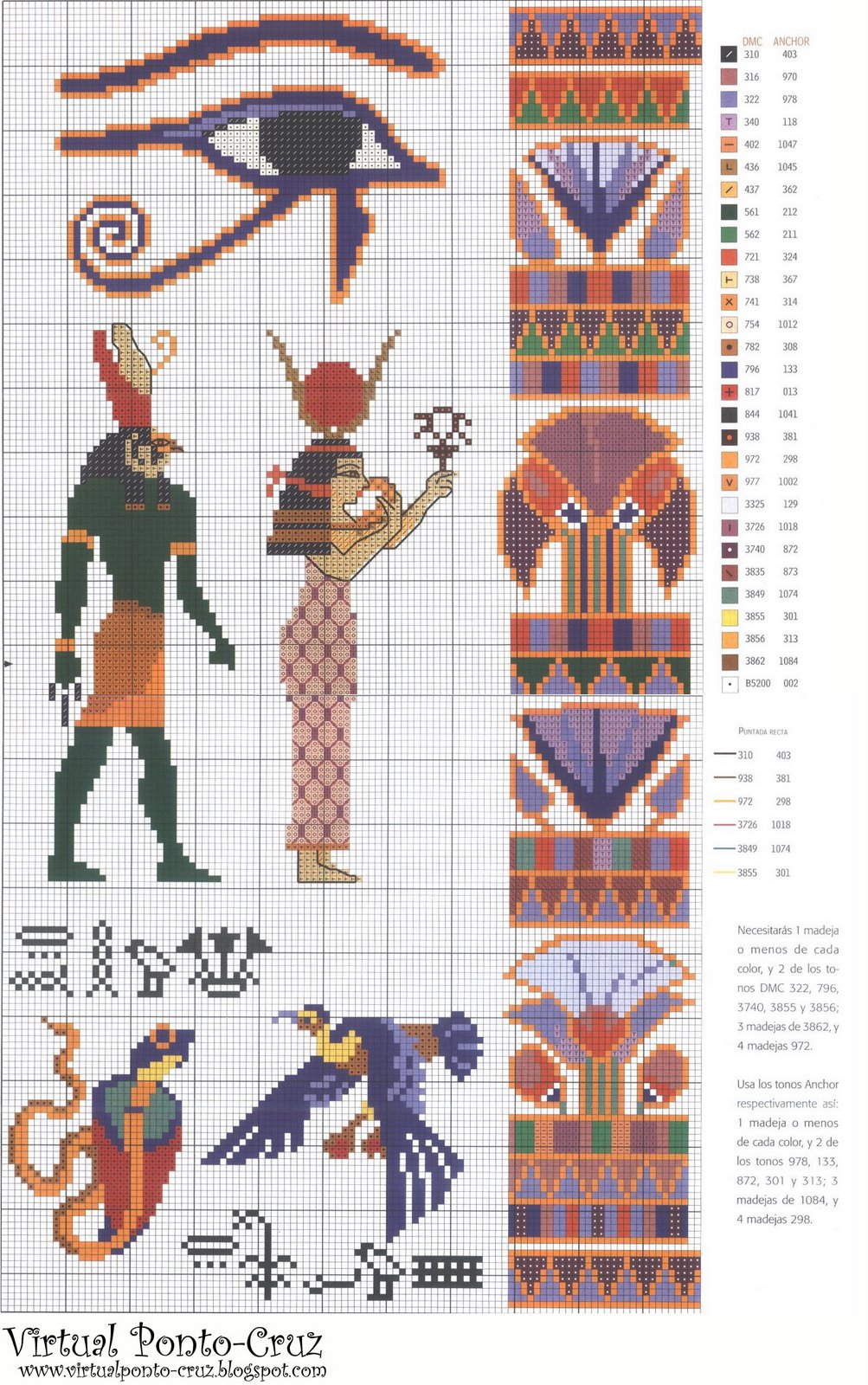 egyptian cross stitch on Pinterest Tutankhamun, Punto Cruz and Patrones