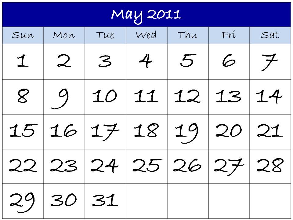 may 2011 printable calendar. Free Printable Calendar 2011