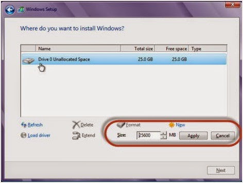 Menentukan ukuran partisi Windows 8 Menentukan ukuran partisi Windows 8