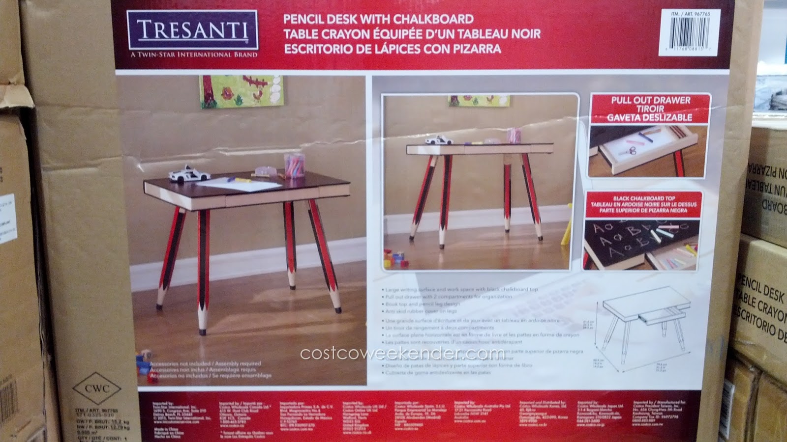 Tresanti Pencil Desk with Chalkboard Costco Weekender