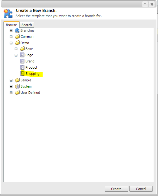 branch template