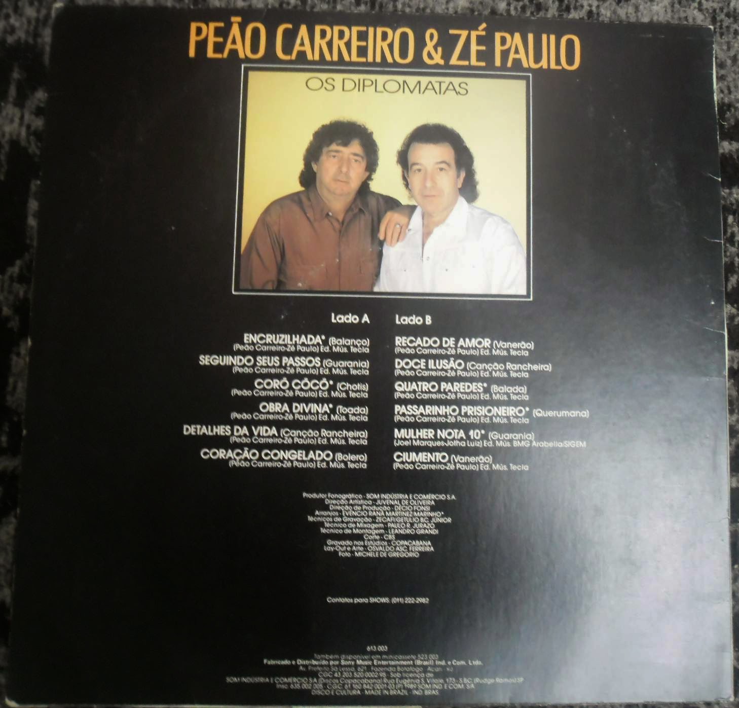 Disco de Vinil Peão Carreiro e Zé Paulo - os Diplomatas 1986 Interprete Peão  Carreiro e Zé Paulo (1986) [usado] - Sebo Espaço Literário