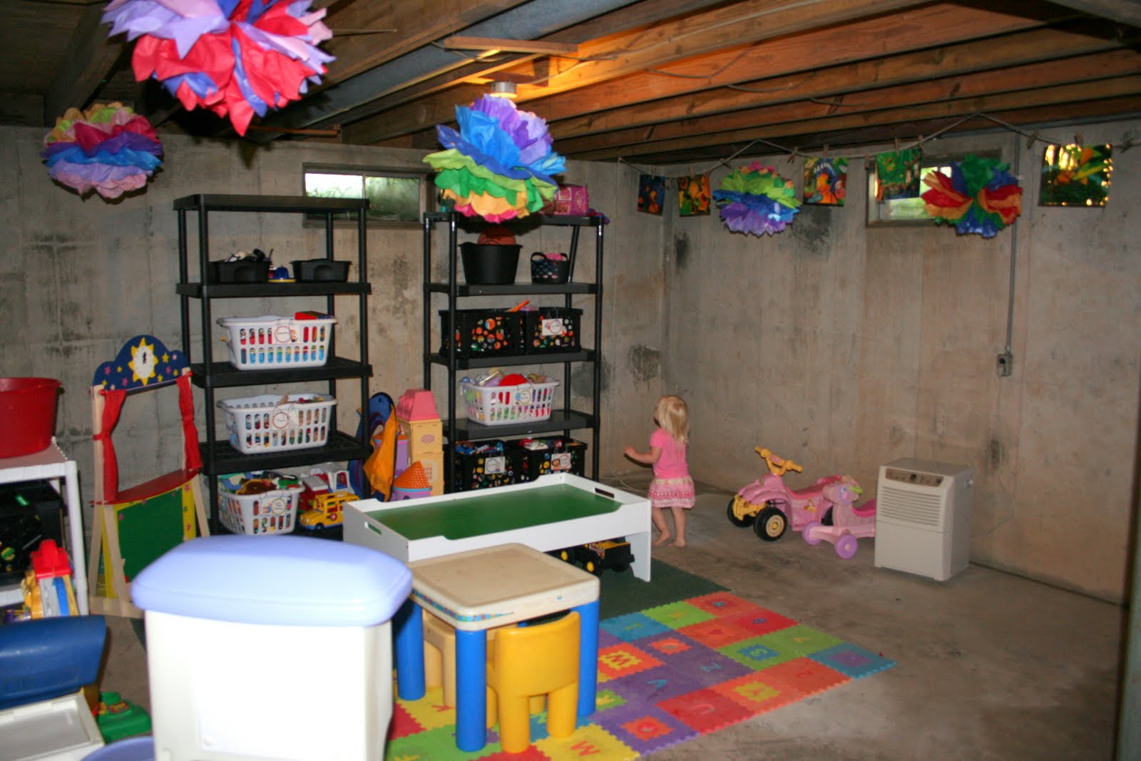 Our Country Road Organized Basement Playroom