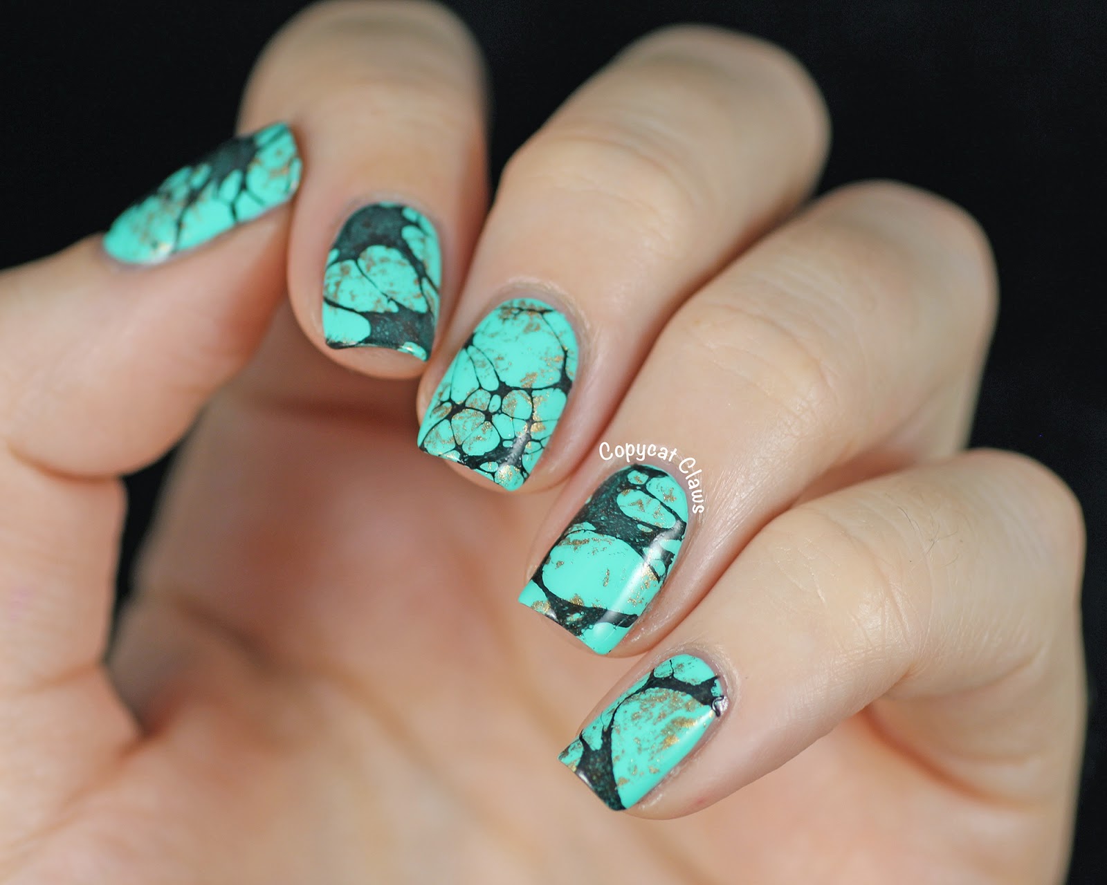 Copycat Claws: Turquoise Stone Nail Art amp; China Glaze Too Yacht To 