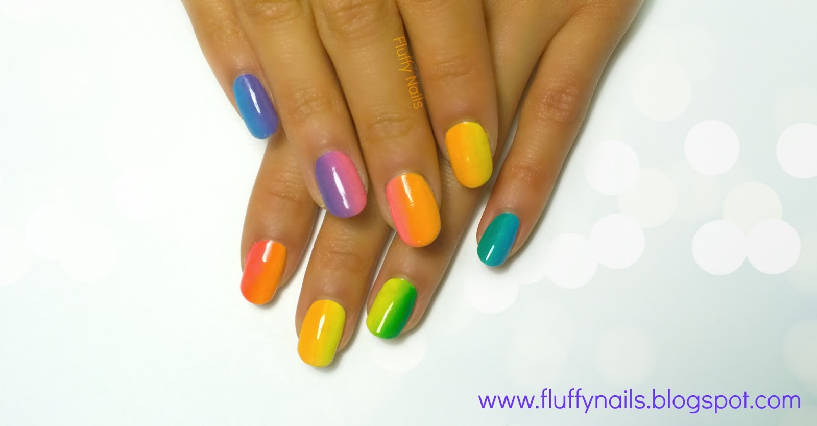 Faux ongles à pression française, dégradé arc-en-ciel, ombré