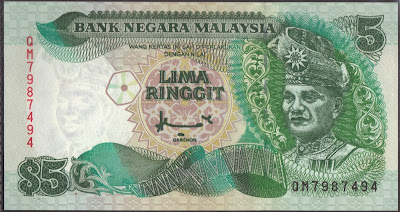 Malaysia 5 ringgit 1989 P#  28b