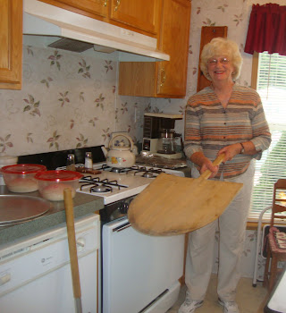 At my mom's home getting ready to bake in her gas oven