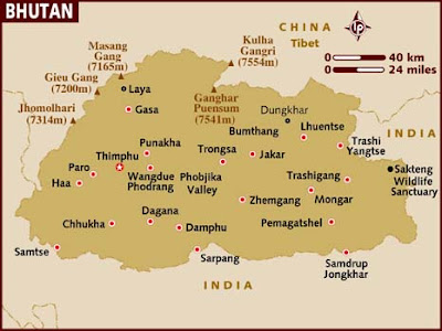 Bhutan Map Regional Political