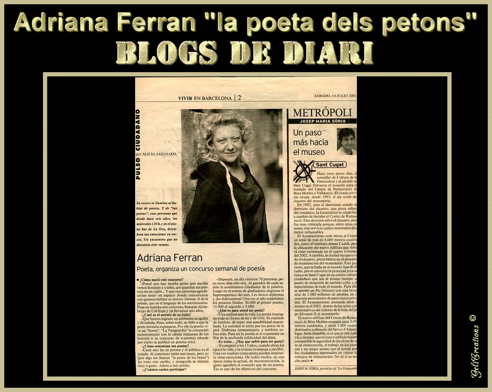 Blogs de Diari d'Adriana Ferran (la poeta dels petons)