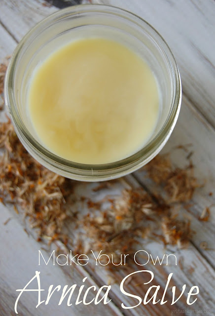 DIY Arnica Salve great for sore muscles, aches, and bruises. This is a must have natural remedy for those with kids! #naturalremedy #arnica #salve #bruises #soremuscles #herbalremedies
