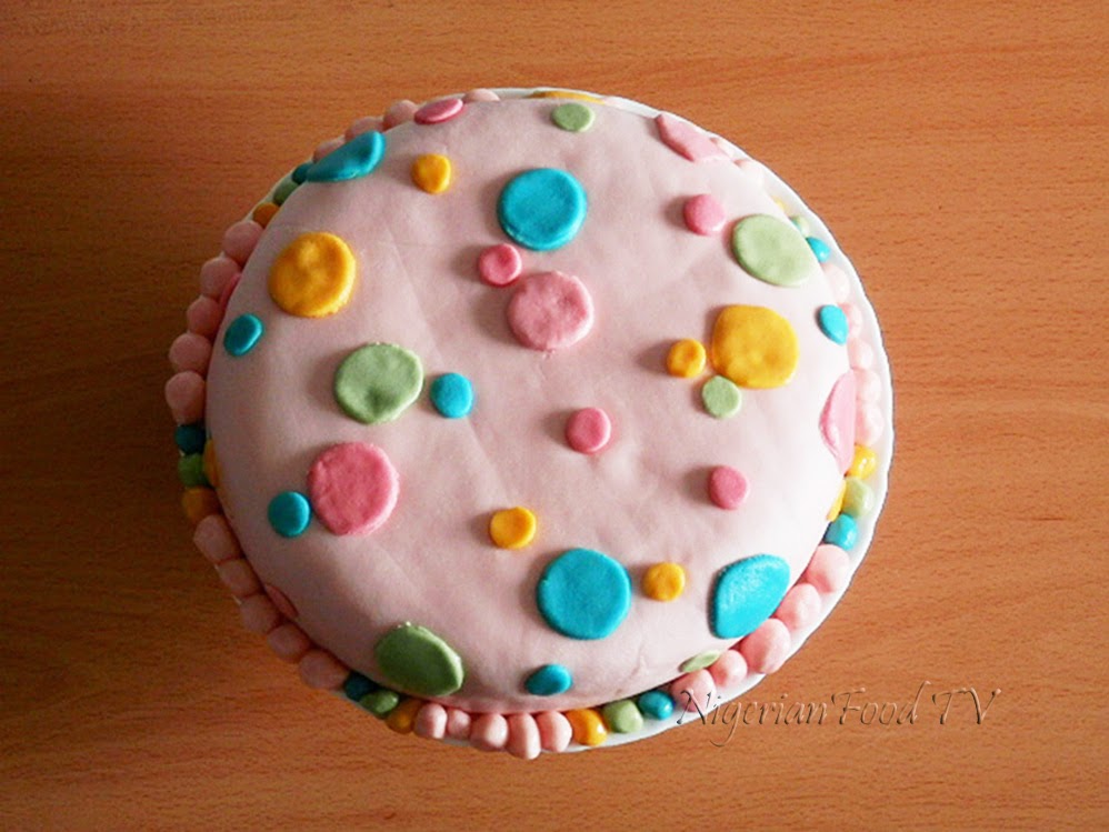 Multi-Colour Polka Dots Fondant Cake, polka dots fondant cake,nigerian cake recipe, nigerian cake, nigerian food tv