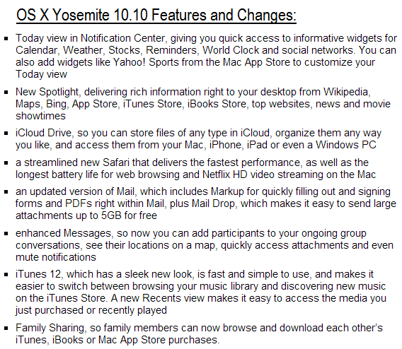 OS X Yosemite 10.10 Features and Changes OS X Yosemite 10.10 Features and Changes