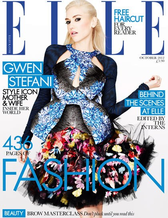 Gwen Stefani covers Elle UK October 2012 in Peter Pilotto and McQ by
