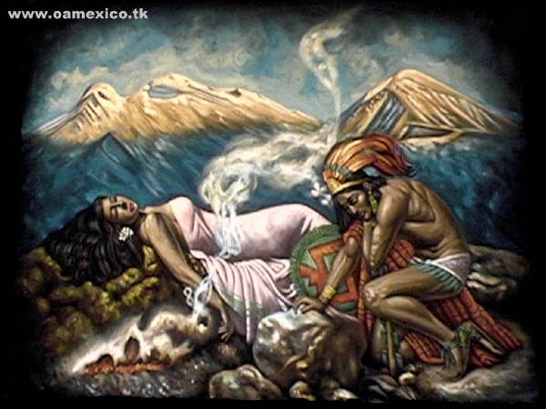 ¡Nuevo OVNI sobre el Popocatepetl!. Popocateptl+e+iztaccihuatl,+leyenda