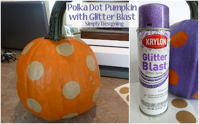 Glittered Polka Dotted Pumpkin | Simply Designing #pumpkins #pumpkindecorating #halloween